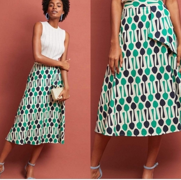 Eva Franco Dresses & Skirts - Eva Franco Asymmetrical Skirt in Green and Blue Pattern